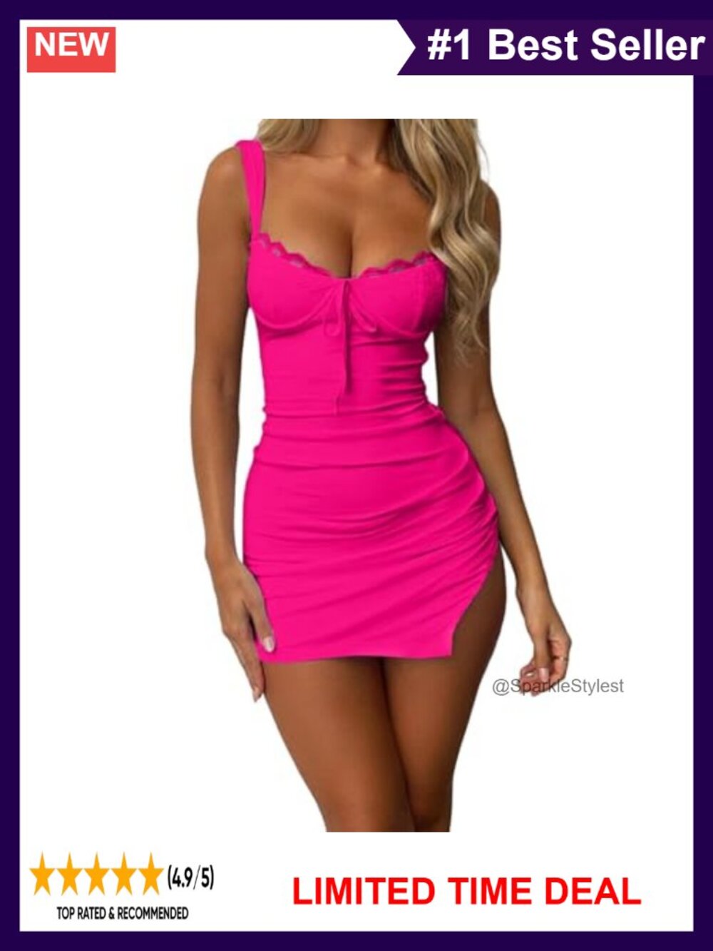 Lace Bodycon Mini Dress Sleeveless Tie Front Sweetheart Neck Party Dress